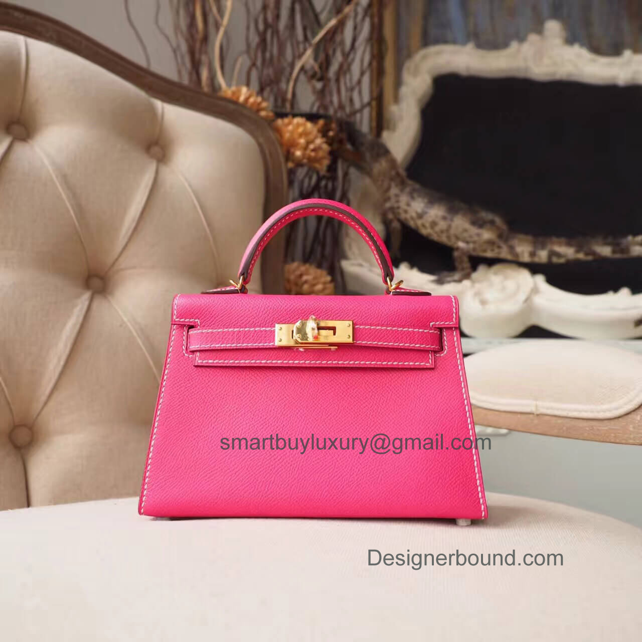 Hermes Mini Kelly II Bag in e5 Rose Tyrien Epsom GHW